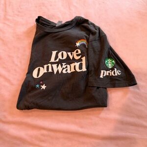 Starbucks pride Next Level Apparel Black Tee with Rainbow and Stars